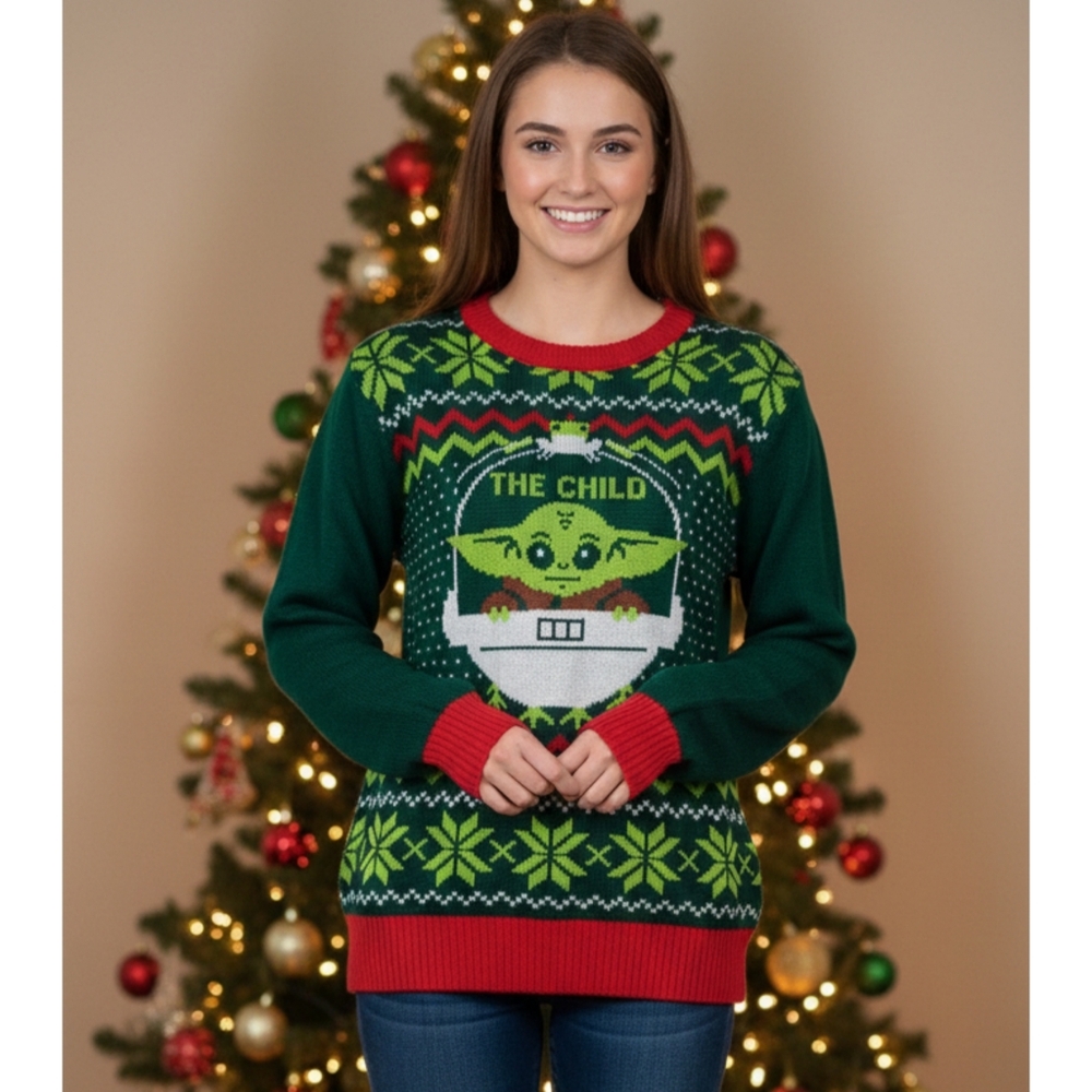 Star Wars The Mandalorian The Child aka Baby Yoda Ugly Christmas Sweater Sz: XL